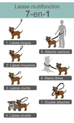 Laisse Jaune Multifonctionnelle 7-en-1 « BESOIN D'ESPACE » Pour Chiens - Beli Concept -Rocky Soldes Boutique 50010 4 optimize
