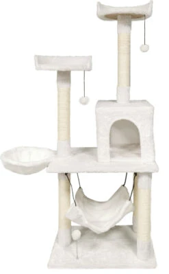 Arbre A Chat Blanc à Trois Niveaux 55'' - Aristokatz