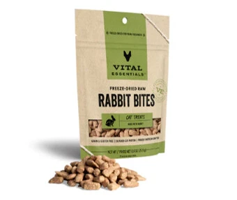 Gâteries Bouchées De Lapin Séchées à Froid Pour Chats - Vital Essentials 3 Gâteries Bouchées De Lapin Séchées à Froid Pour Chats - Vital Essentials