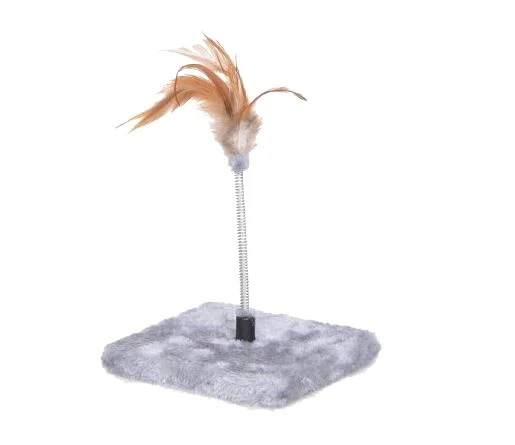 Mini Station Poki Pour Chats Ressort à Plume Grise - Büd'z 3 Mini Station Poki Pour Chats Ressort à Plume Grise - Büd'z